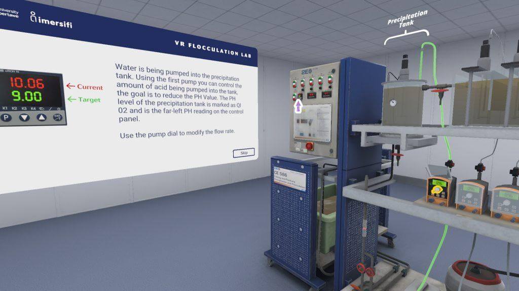 Laboratory safety guidance inside the water treatment VR experience