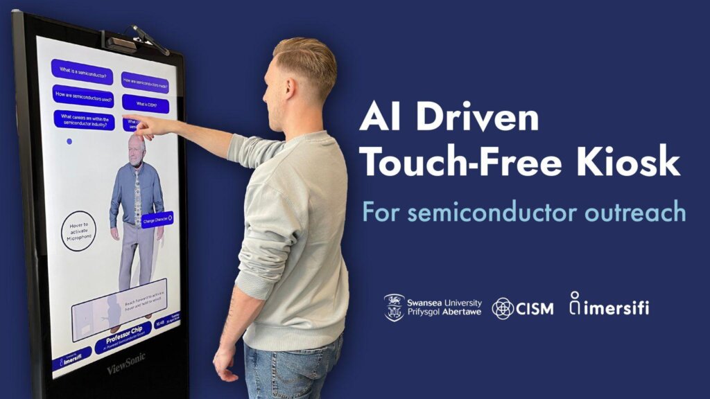 Imersifi and Swansea University Launches TouchFree AI Kiosk for Semiconductor Engagement 1 Kiosk Press Release 1536x864 1