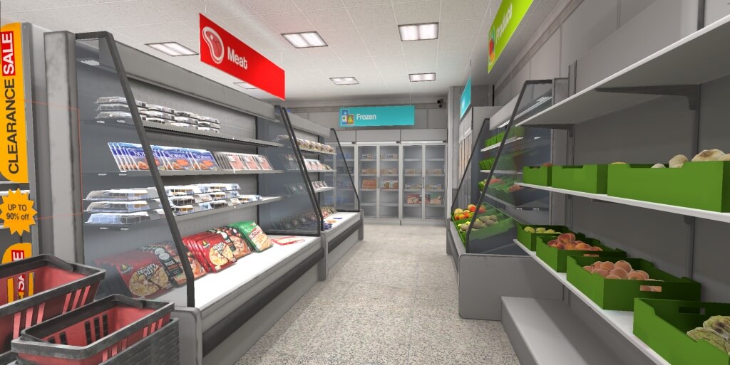 A closer view of product packaging within the virtual supermarket